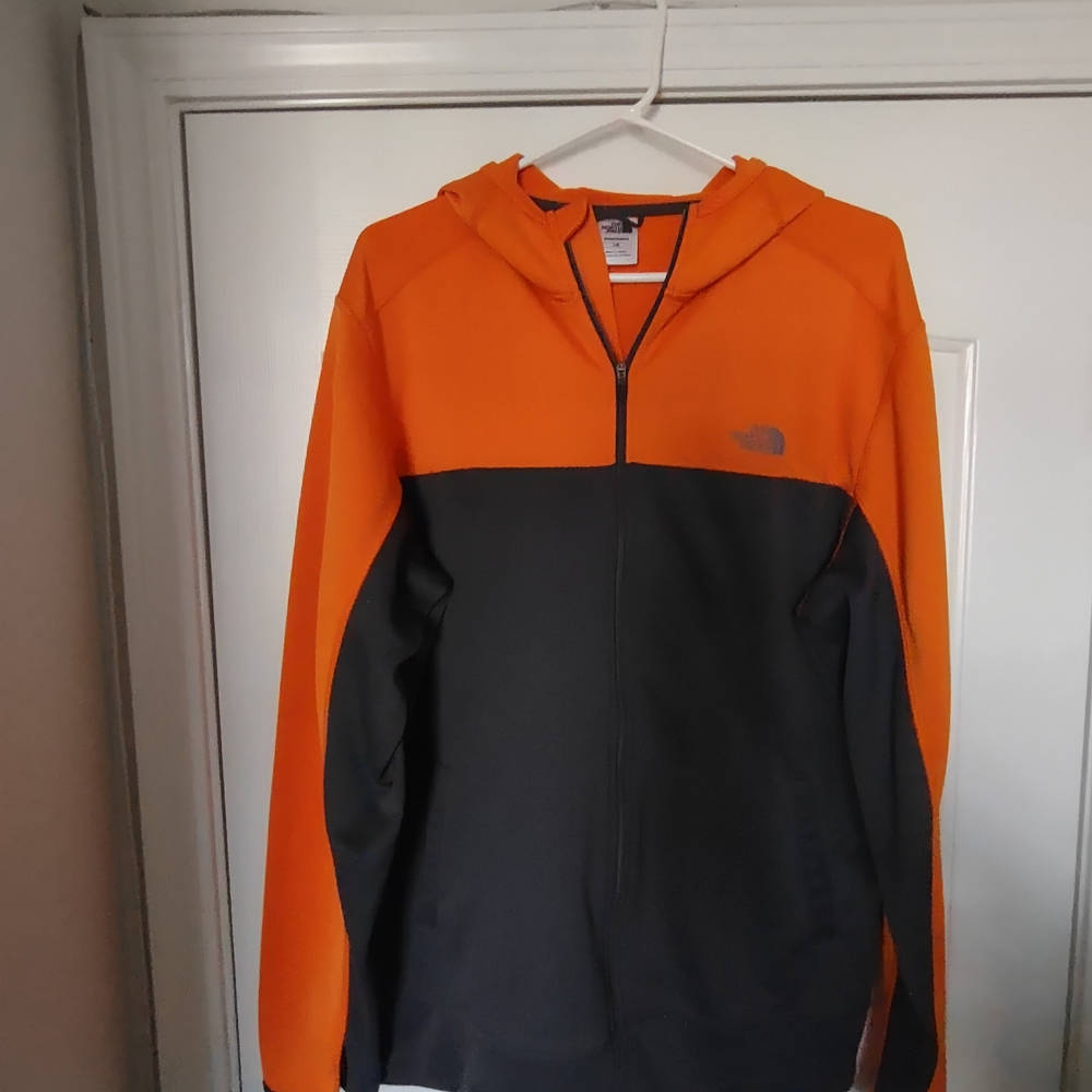 The North Face Men's Orange and Gray Full Zipped Jacket L/G